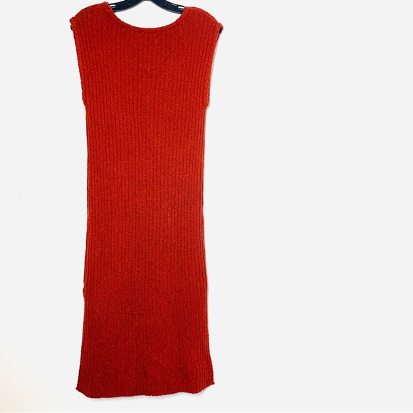 Pink Rose Burnt Orange Sleeveless Midi Sweater Dress - Picture 4 of 7